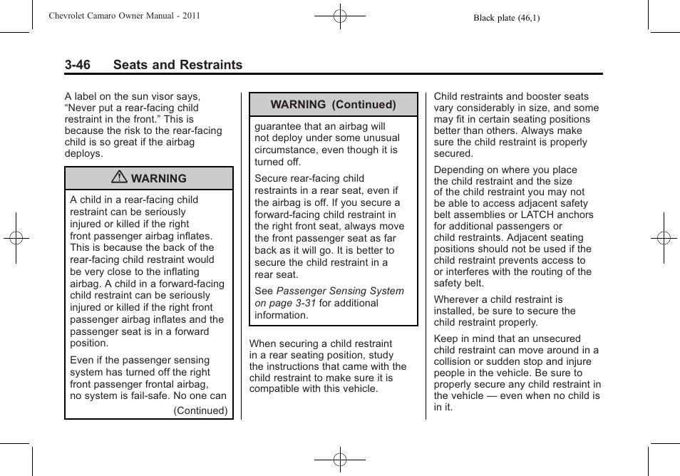 CHEVROLET 2011 Camaro User Manual | Page 92 / 414