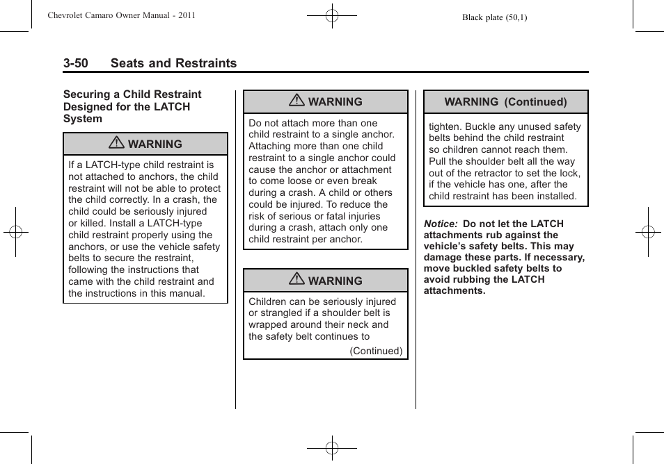 CHEVROLET 2011 Camaro User Manual | Page 96 / 414