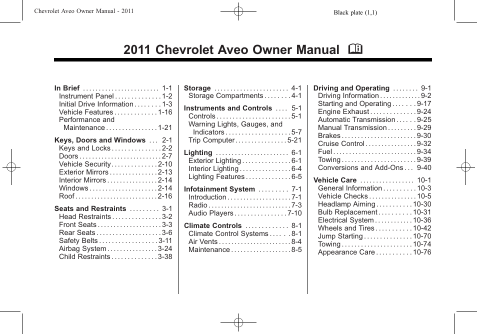 CHEVROLET 2011 Aveo User Manual | 328 pages