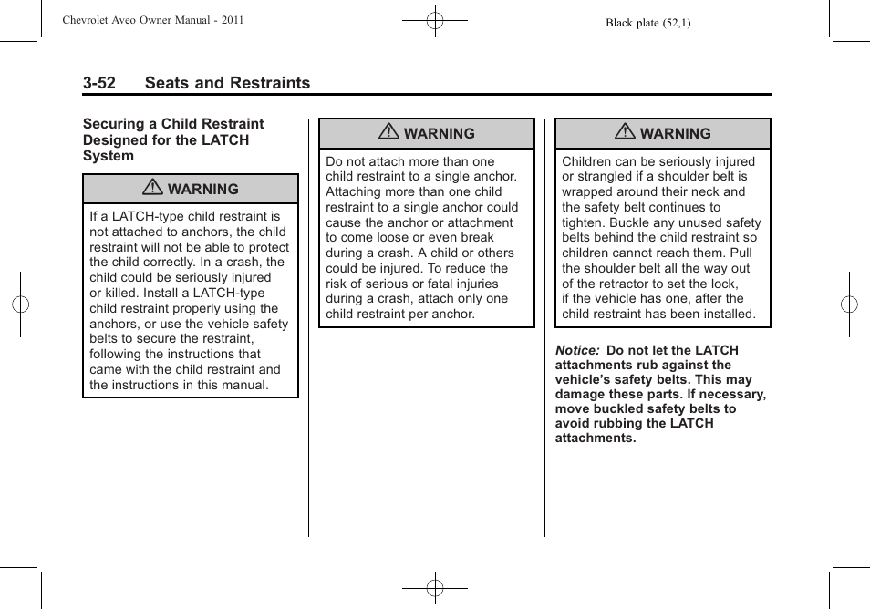 CHEVROLET 2011 Aveo User Manual | Page 102 / 328