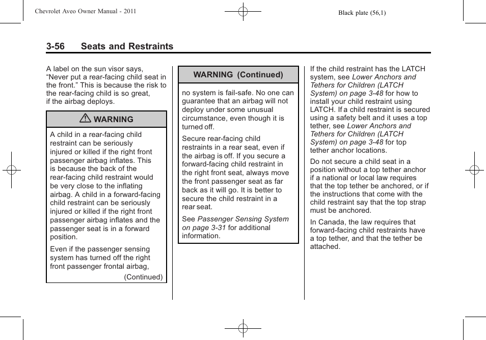 CHEVROLET 2011 Aveo User Manual | Page 106 / 328