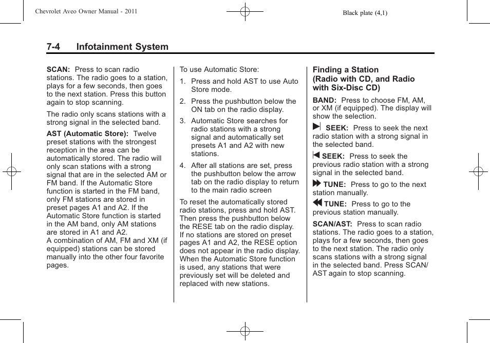 CHEVROLET 2011 Aveo User Manual | Page 144 / 328