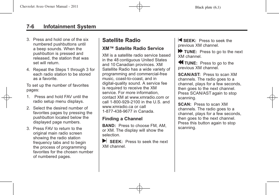 Satellite radio, Satellite radio -6, Extended | CHEVROLET 2011 Aveo User Manual | Page 146 / 328