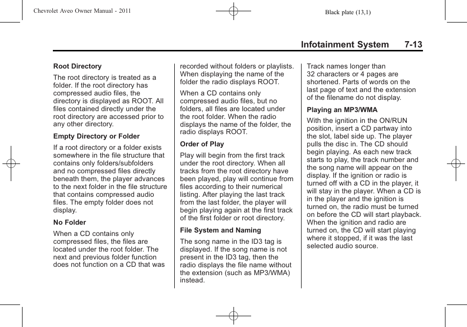 Infotainment system 7-13 | CHEVROLET 2011 Aveo User Manual | Page 153 / 328