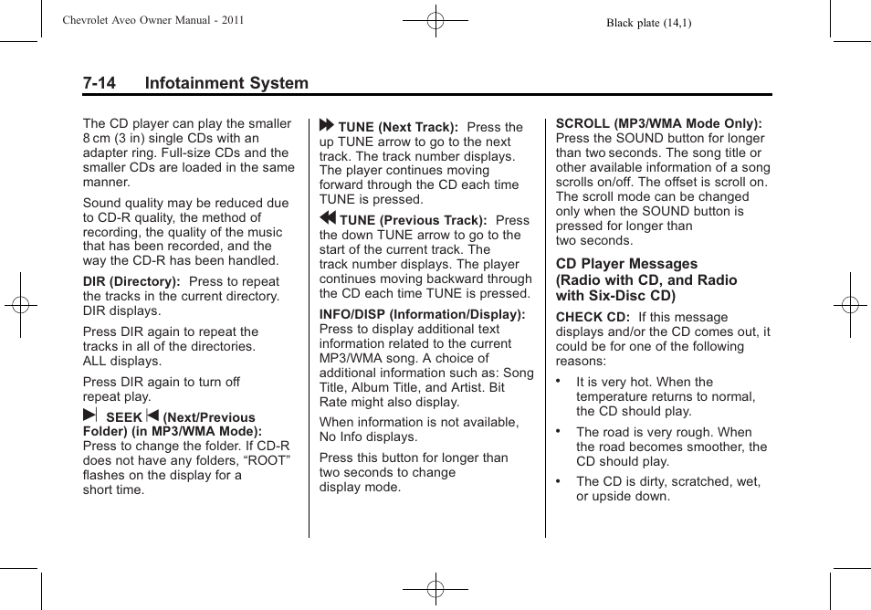 14 infotainment system | CHEVROLET 2011 Aveo User Manual | Page 154 / 328