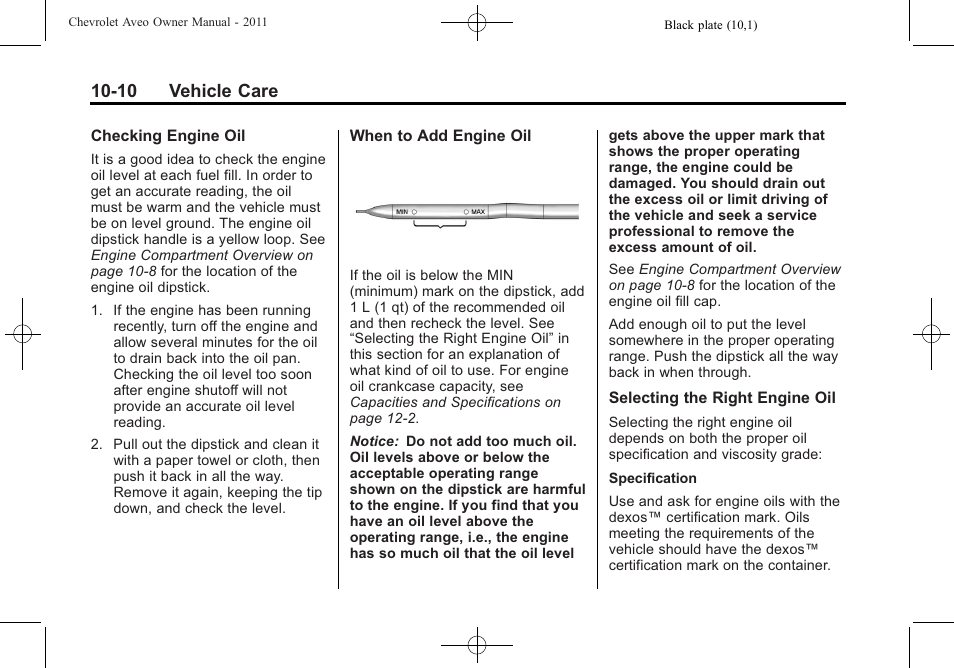10 vehicle care | CHEVROLET 2011 Aveo User Manual | Page 212 / 328
