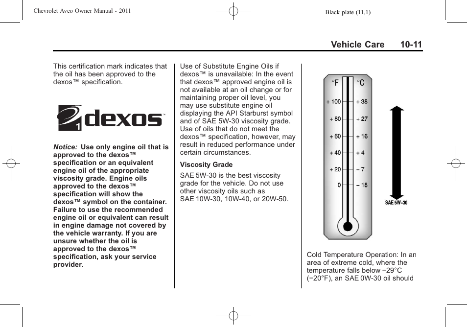 Vehicle care 10-11 | CHEVROLET 2011 Aveo User Manual | Page 213 / 328