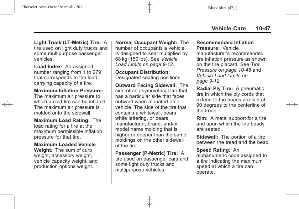 CHEVROLET 2011 Aveo User Manual | Page 249 / 328