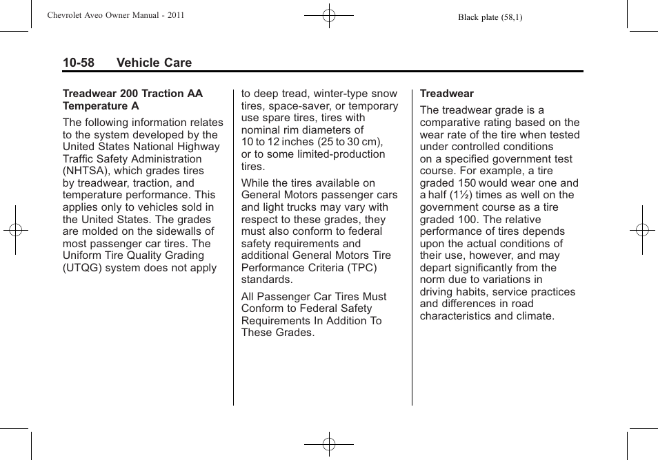 CHEVROLET 2011 Aveo User Manual | Page 260 / 328