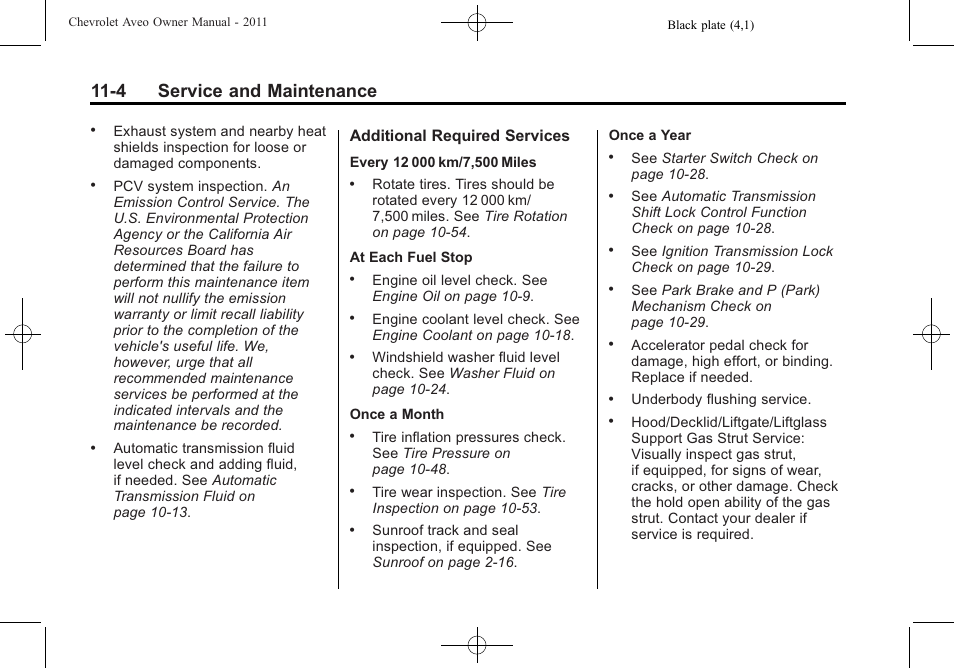 4 service and maintenance | CHEVROLET 2011 Aveo User Manual | Page 290 / 328