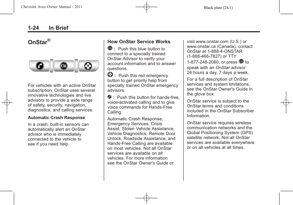 Onstar | CHEVROLET 2011 Aveo User Manual | Page 30 / 328
