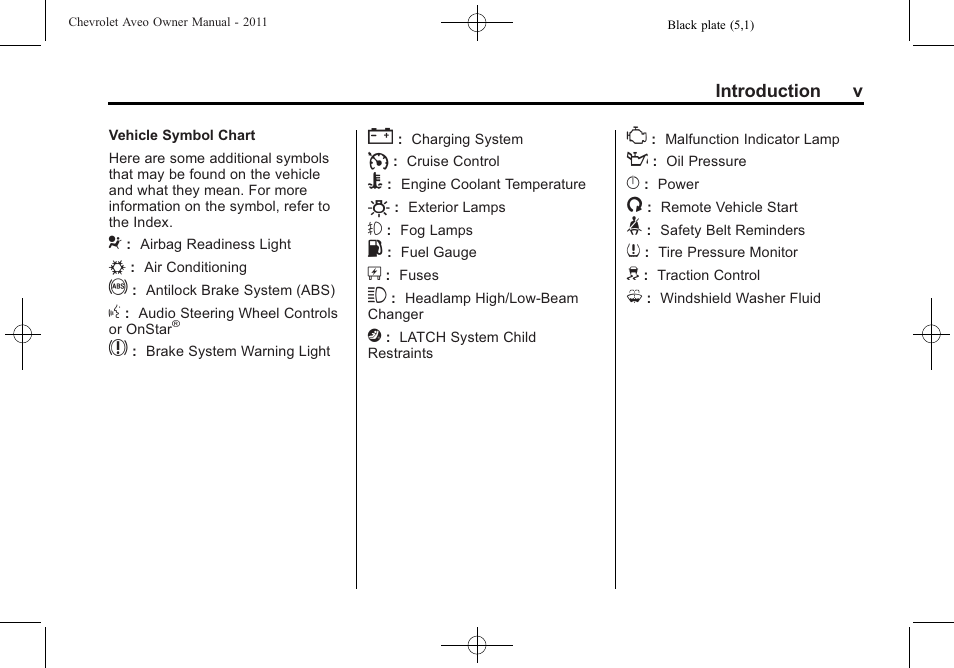 CHEVROLET 2011 Aveo User Manual | Page 5 / 328