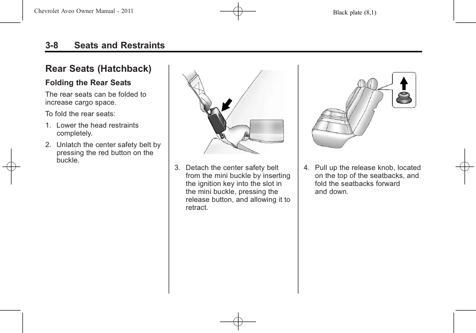 Rear seats (hatchback), Rear seats (hatchback) -8, Adding | CHEVROLET 2011 Aveo User Manual | Page 58 / 328