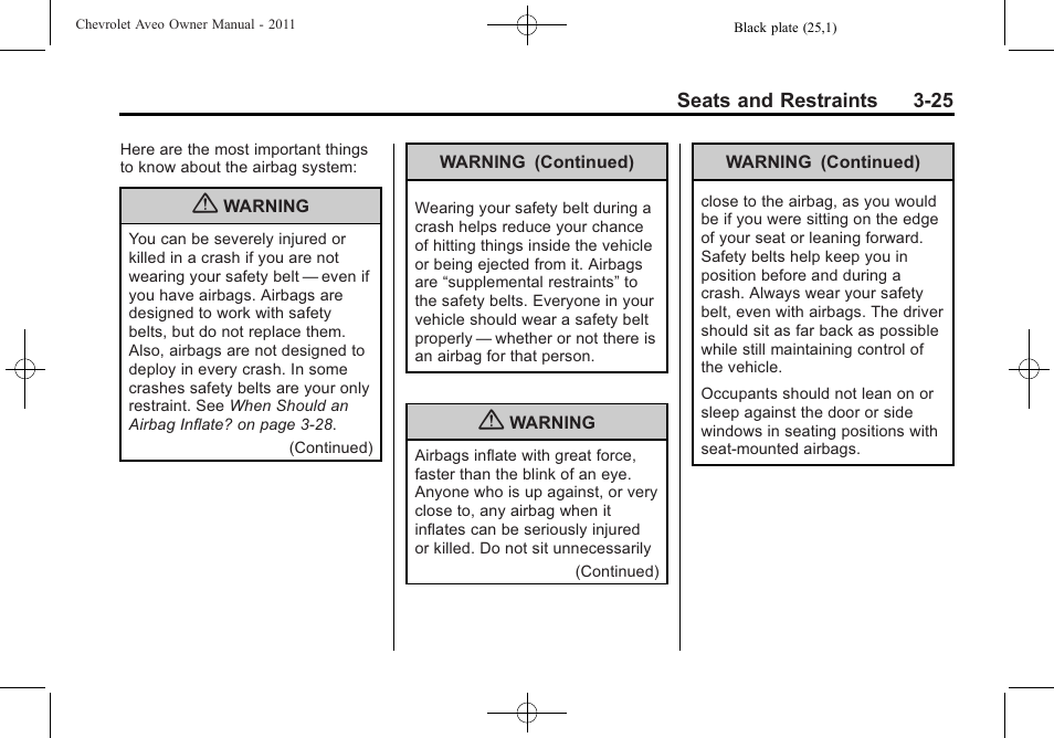 CHEVROLET 2011 Aveo User Manual | Page 75 / 328