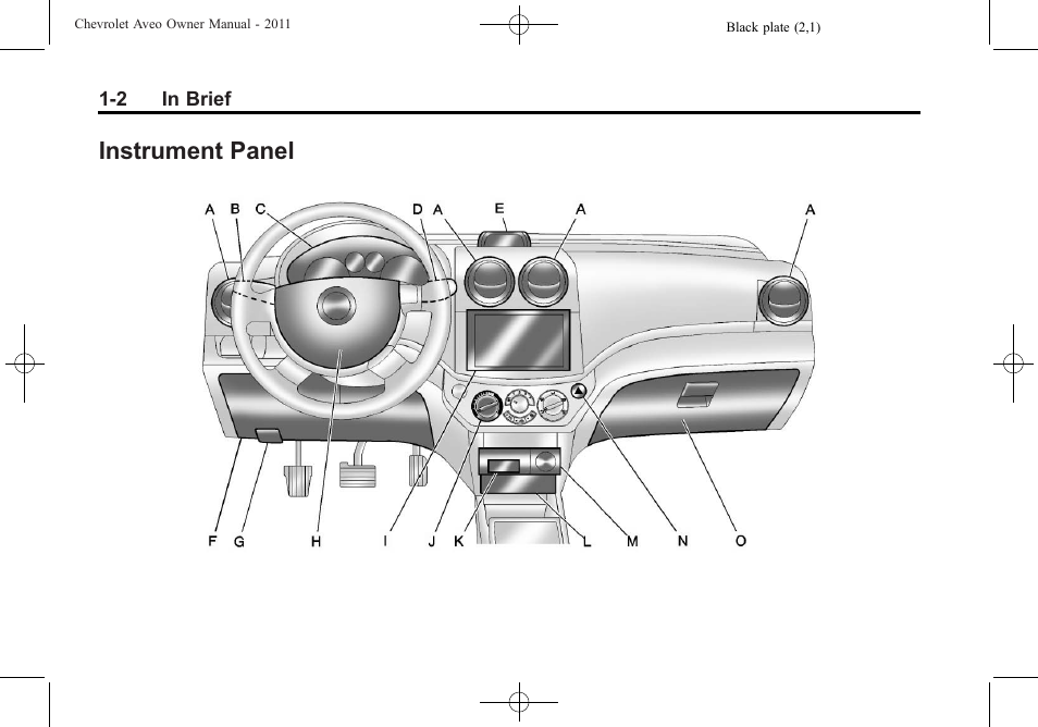 Instrument panel, Instrument panel -2 | CHEVROLET 2011 Aveo User Manual | Page 8 / 328