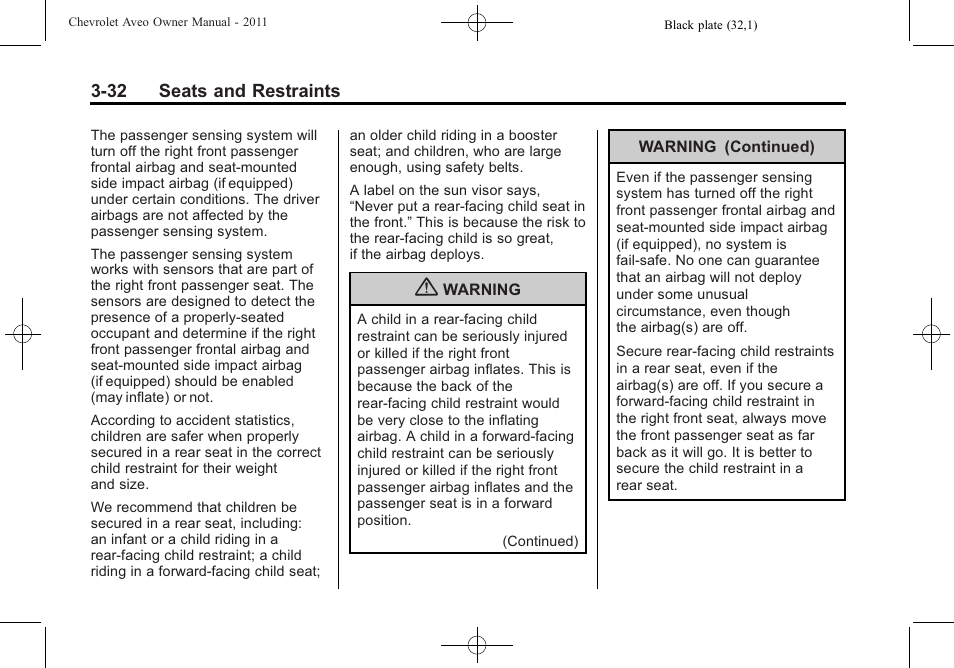 CHEVROLET 2011 Aveo User Manual | Page 82 / 328