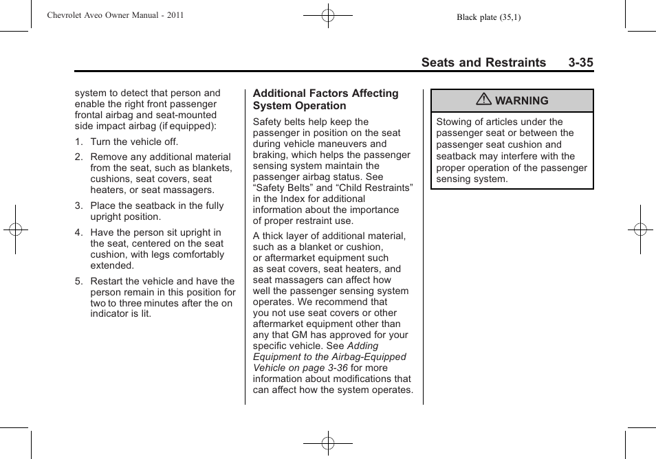 CHEVROLET 2011 Aveo User Manual | Page 85 / 328
