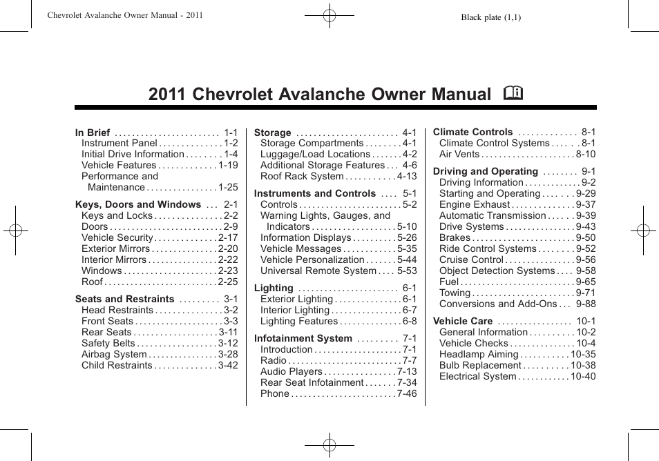 CHEVROLET 2011 Avalanche User Manual | 508 pages