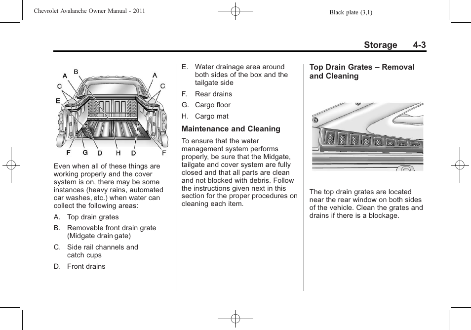 Storage 4-3 | CHEVROLET 2011 Avalanche User Manual | Page 127 / 508