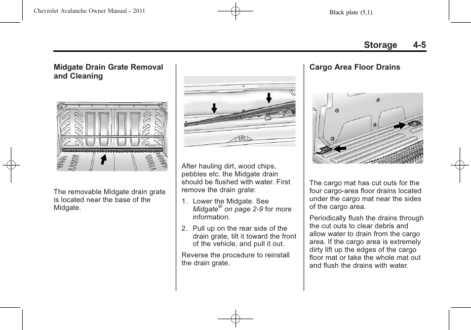 Storage 4-5 | CHEVROLET 2011 Avalanche User Manual | Page 129 / 508