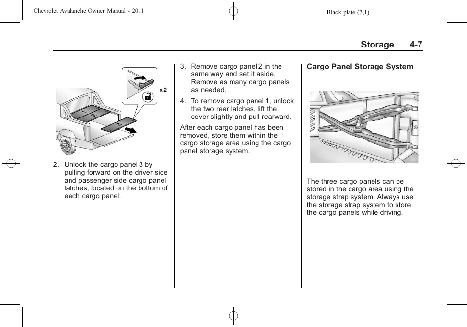 Storage 4-7 | CHEVROLET 2011 Avalanche User Manual | Page 131 / 508