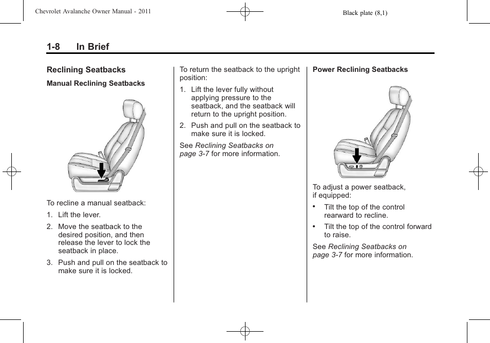 8 in brief | CHEVROLET 2011 Avalanche User Manual | Page 14 / 508