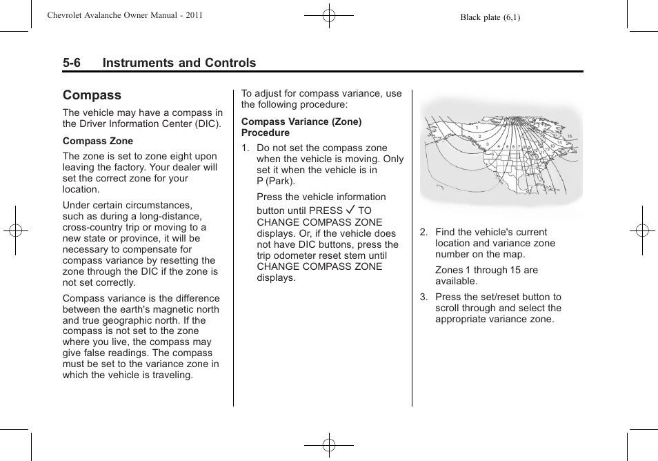 Compass, Compass -6 | CHEVROLET 2011 Avalanche User Manual | Page 144 / 508