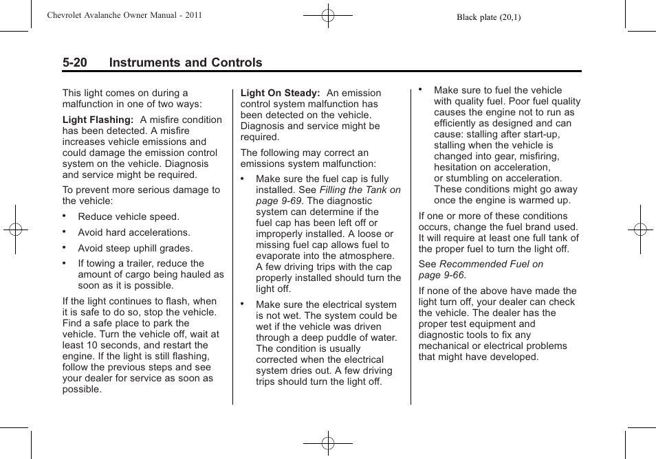 20 instruments and controls | CHEVROLET 2011 Avalanche User Manual | Page 158 / 508