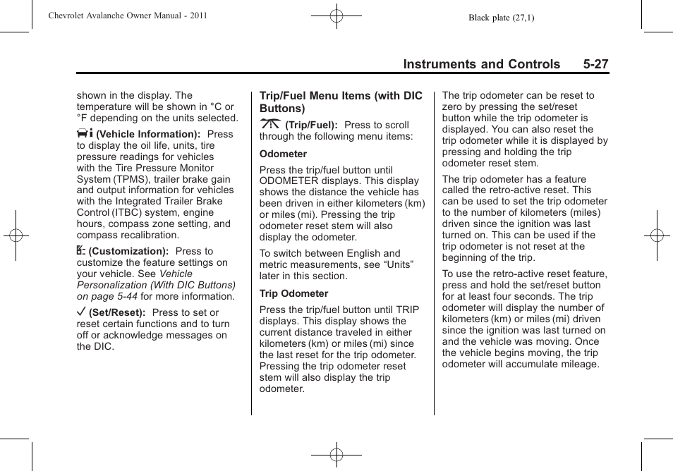 CHEVROLET 2011 Avalanche User Manual | Page 165 / 508