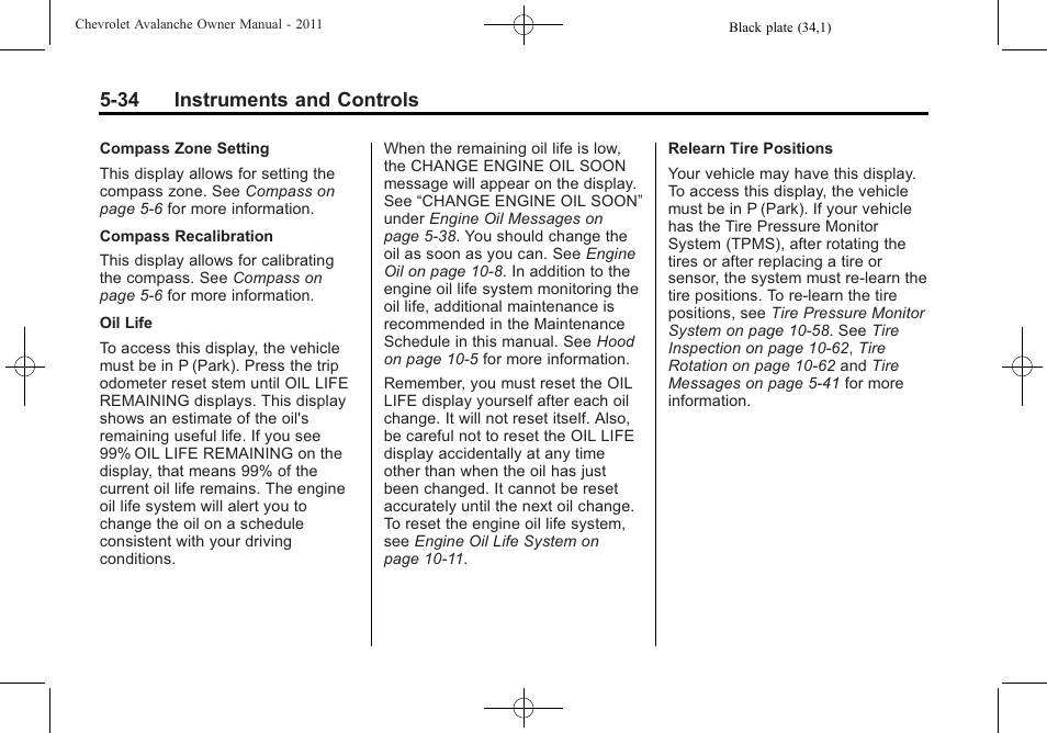 34 instruments and controls | CHEVROLET 2011 Avalanche User Manual | Page 172 / 508
