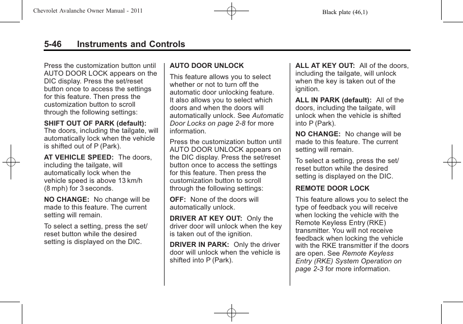 46 instruments and controls | CHEVROLET 2011 Avalanche User Manual | Page 184 / 508