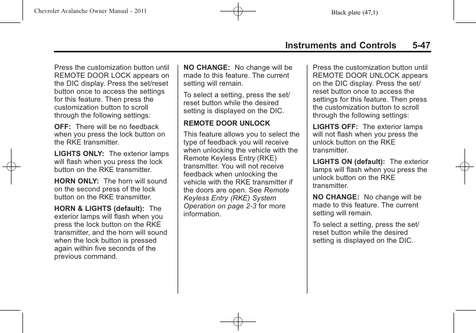 Instruments and controls 5-47 | CHEVROLET 2011 Avalanche User Manual | Page 185 / 508