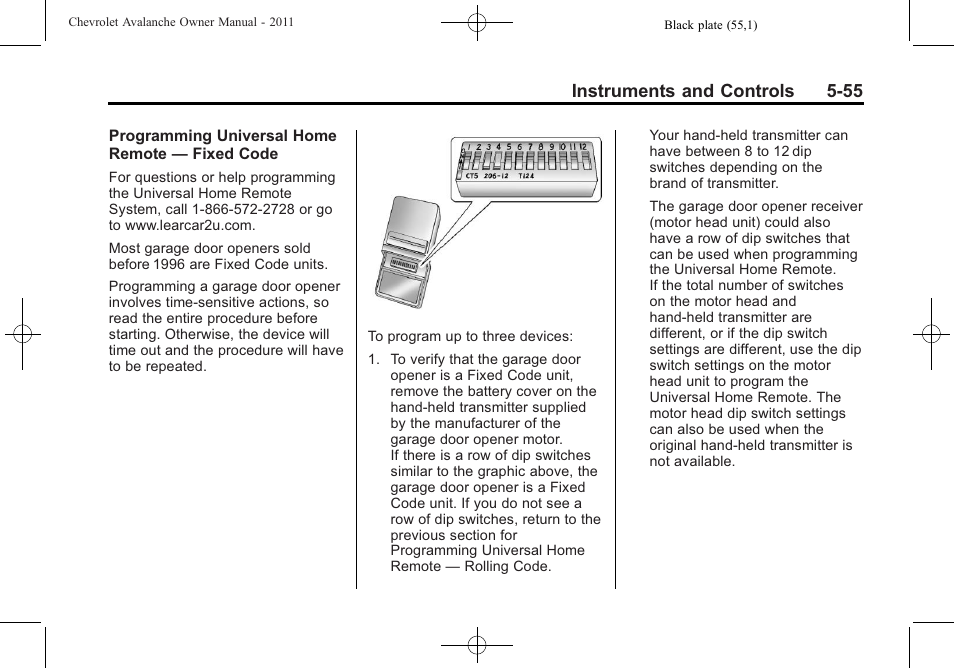 Instruments and controls 5-55 | CHEVROLET 2011 Avalanche User Manual | Page 193 / 508