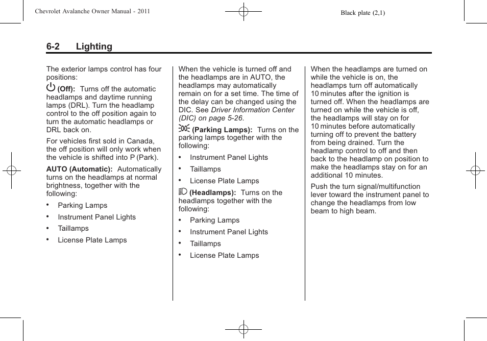 2 lighting | CHEVROLET 2011 Avalanche User Manual | Page 198 / 508