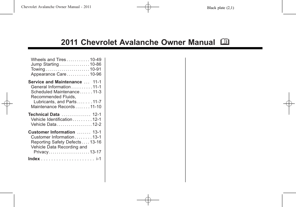 2011 chevrolet avalanche owner manual m | CHEVROLET 2011 Avalanche User Manual | Page 2 / 508