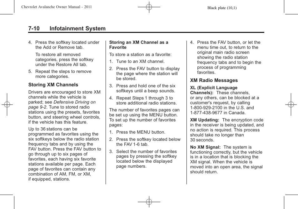 10 infotainment system | CHEVROLET 2011 Avalanche User Manual | Page 214 / 508
