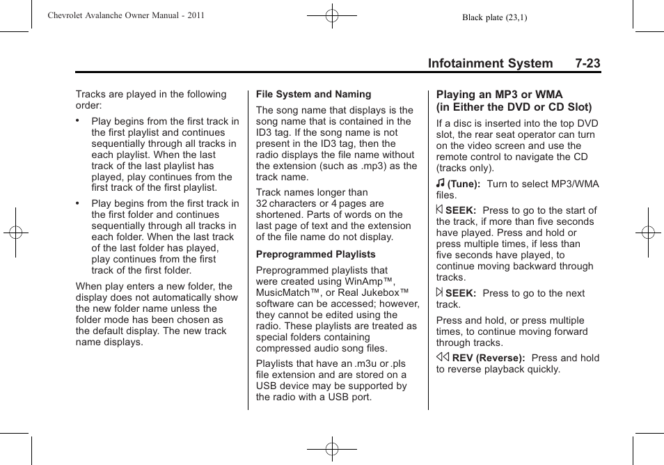 Infotainment system 7-23 | CHEVROLET 2011 Avalanche User Manual | Page 227 / 508