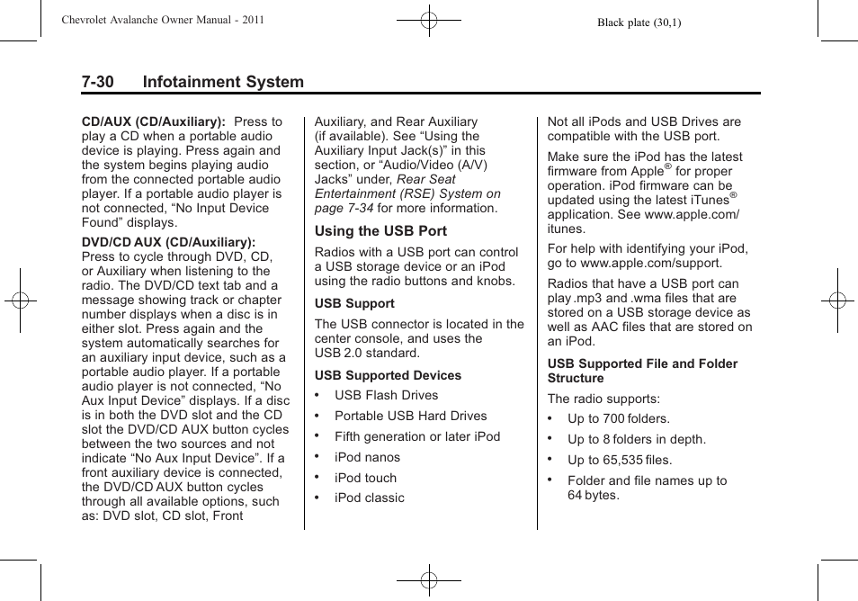30 infotainment system | CHEVROLET 2011 Avalanche User Manual | Page 234 / 508
