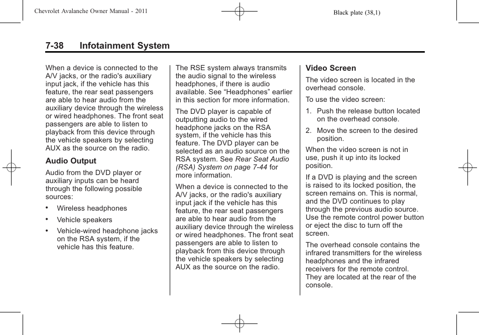 38 infotainment system | CHEVROLET 2011 Avalanche User Manual | Page 242 / 508