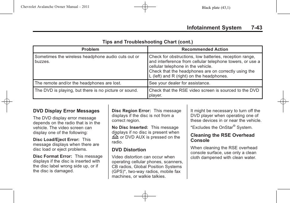 Infotainment system 7-43 | CHEVROLET 2011 Avalanche User Manual | Page 247 / 508