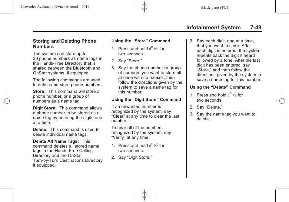 Infotainment system 7-49 | CHEVROLET 2011 Avalanche User Manual | Page 253 / 508