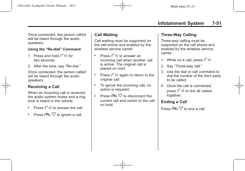 Infotainment system 7-51 | CHEVROLET 2011 Avalanche User Manual | Page 255 / 508