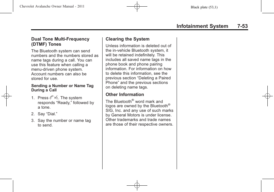 Infotainment system 7-53 | CHEVROLET 2011 Avalanche User Manual | Page 257 / 508