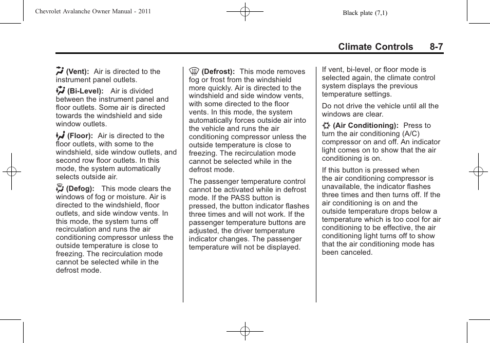 CHEVROLET 2011 Avalanche User Manual | Page 265 / 508