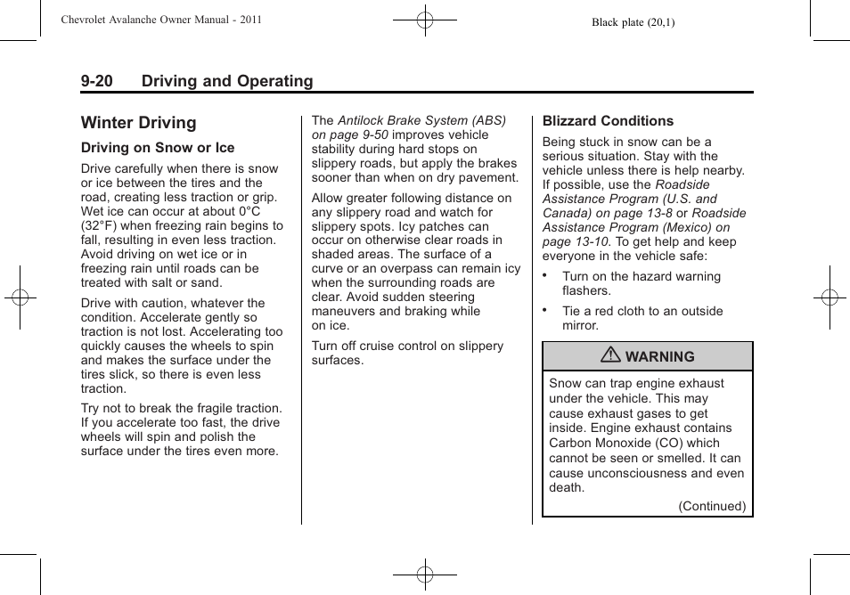 Winter driving, Winter driving -20 | CHEVROLET 2011 Avalanche User Manual | Page 288 / 508