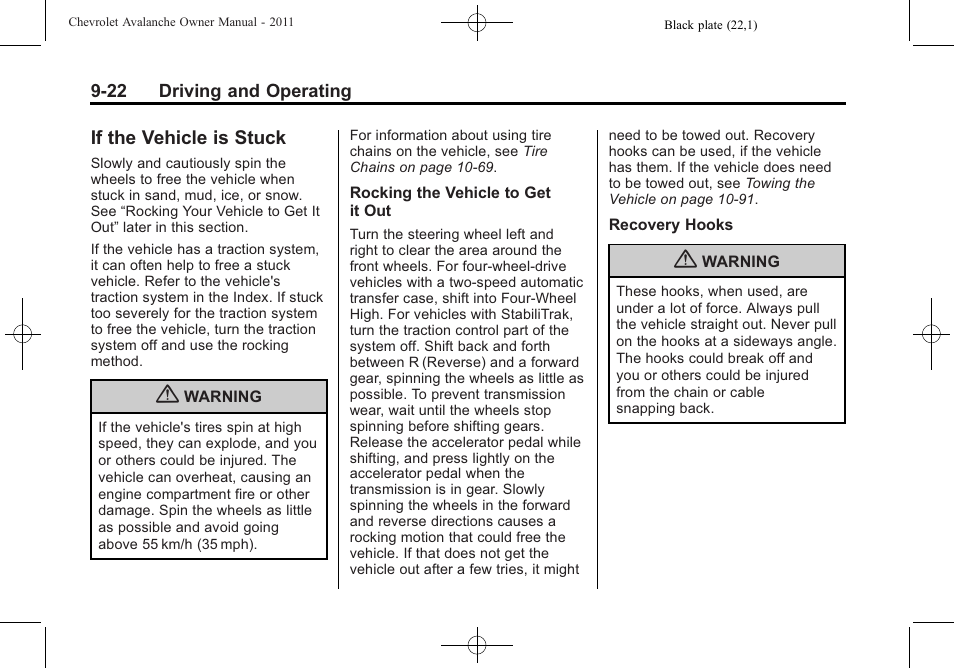 If the vehicle is stuck, If the vehicle is stuck -22, Drive | CHEVROLET 2011 Avalanche User Manual | Page 290 / 508