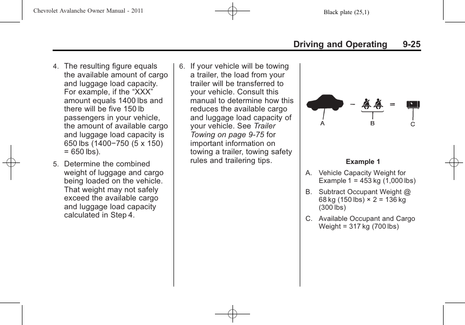 Driving and operating 9-25 | CHEVROLET 2011 Avalanche User Manual | Page 293 / 508
