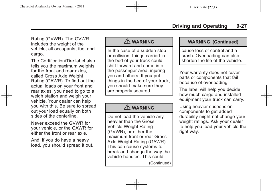 CHEVROLET 2011 Avalanche User Manual | Page 295 / 508