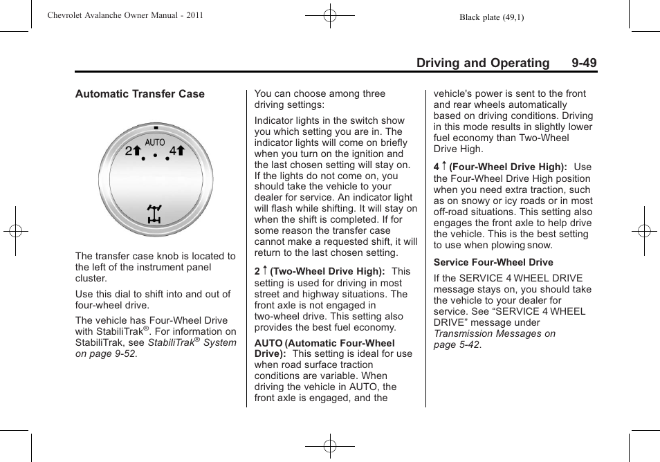 Driving and operating 9-49 | CHEVROLET 2011 Avalanche User Manual | Page 317 / 508