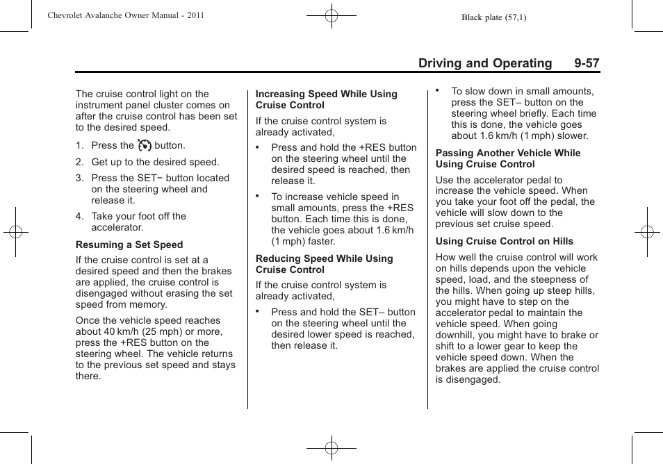 Driving and operating 9-57 | CHEVROLET 2011 Avalanche User Manual | Page 325 / 508